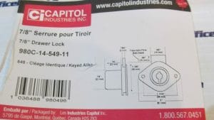 Capitol 980C Drawer Lock 7/8 Inch